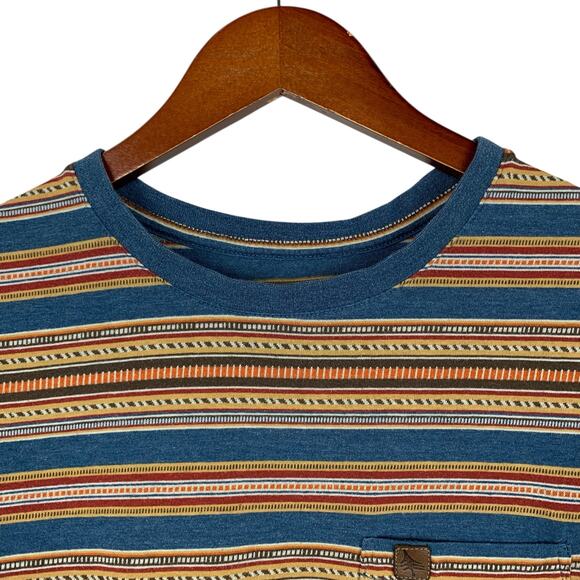 Hippy Tree Vintage Blend T-shirt Short Sleeve Shirt Blue Stripe Pocket Men's S - Picture 3 of 7